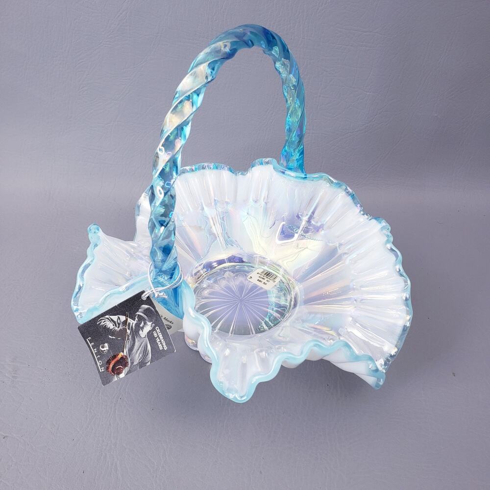 Fenton Art Glass French Opalescent  Ruffle Basket 4230 YD